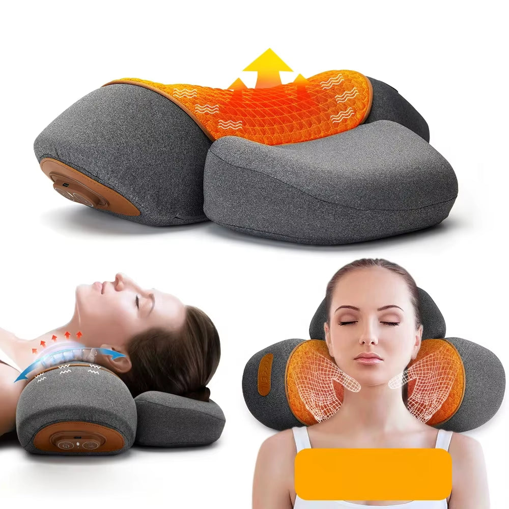 Revitalize Your Relaxation: Electric Cervical Pillow with Hot Compress and Vibration for Neck Traction and Spine Support