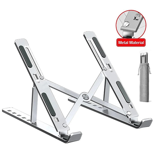 Elevate Your Workspace with the Adjustable Aluminum Alloy Laptop Holder Stand - Foldable, Portable, and Non-Slip for Ultimate Comfort