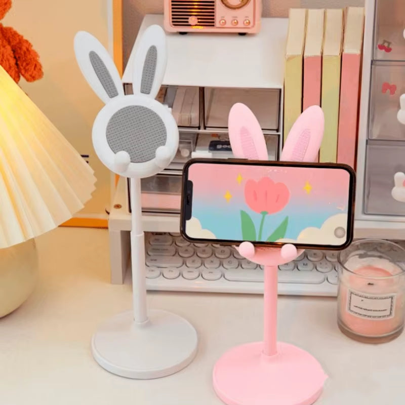 Adorable Adjustable Cute Rabbit Phone Stand - Perfect for iPhone, Samsung, Xiaomi, iPad & More - Ideal for Home & Office Use