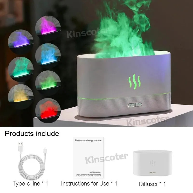 Transform Your Space with the KINSCOTER Ultrasonic Aroma Diffuser - Cool Mist Maker and LED Essential Oil Flame Lamp