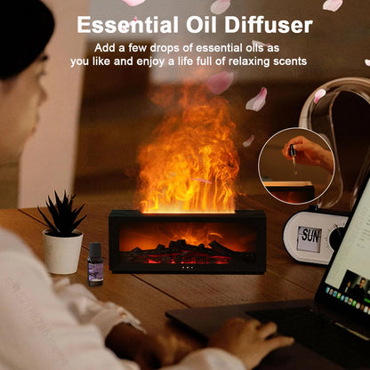Transform Your Space with the Aroma Humidifier Flame Essential Oil Diffuser - Enjoy Soothing Aromatherapy and Vibrant RGB Lighting with Remote Control