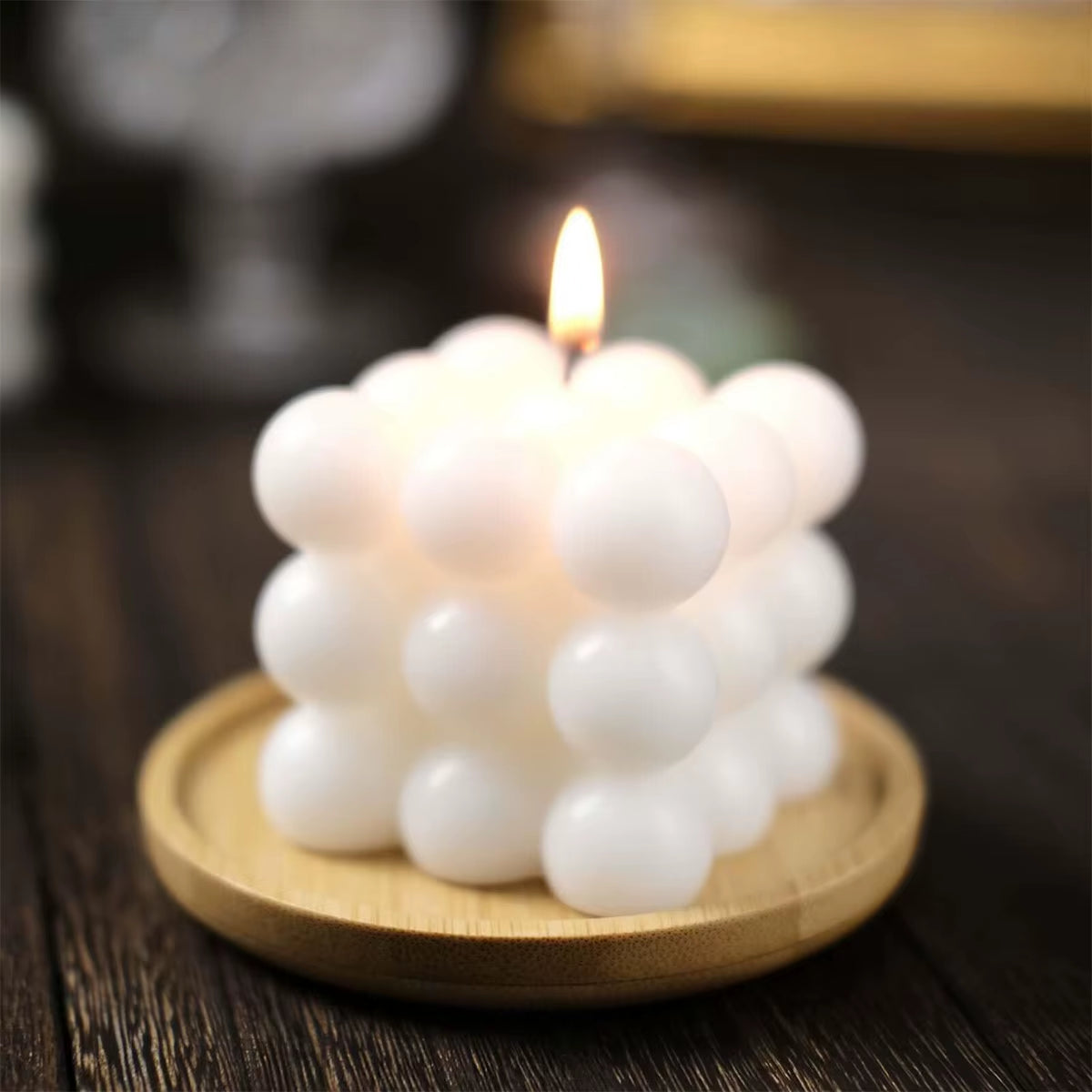 Delightful Vanilla Scented Cube Ball Candle - Charming Soy Wax Decor for Home and Parties