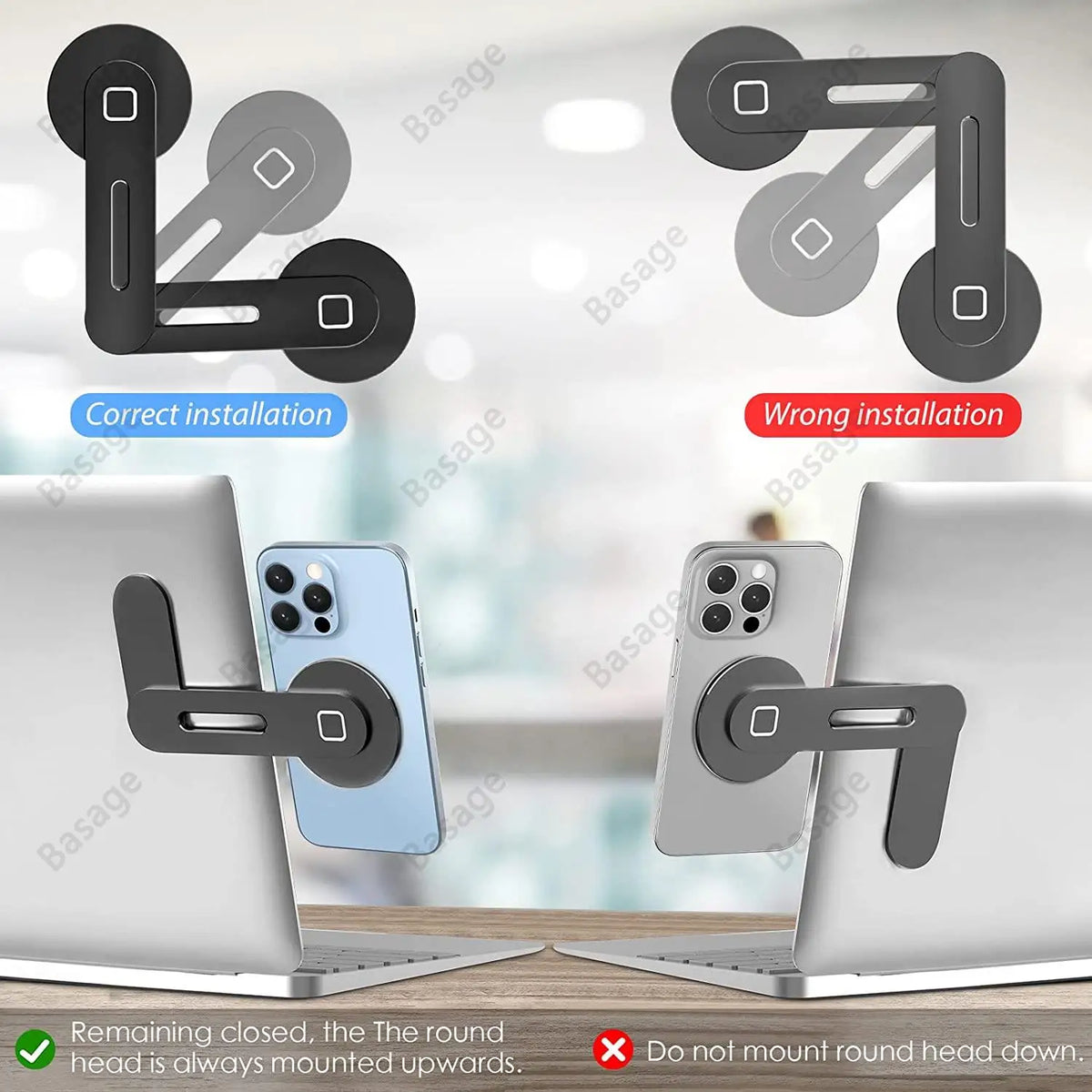 Revolutionize Your Workspace with the Slim & Foldable Magnetic Laptop Phone Holder for iPhone 14/13/12 and All Smartphones