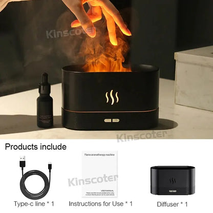 Transform Your Space with the KINSCOTER Ultrasonic Aroma Diffuser - Cool Mist Maker and LED Essential Oil Flame Lamp