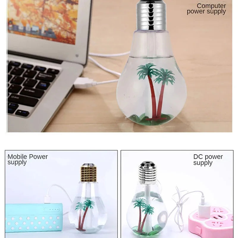 Transform Your Space with the Mute Small USB Bulb Humidifier - A Colorful Aromatherapy Machine for Home and Car