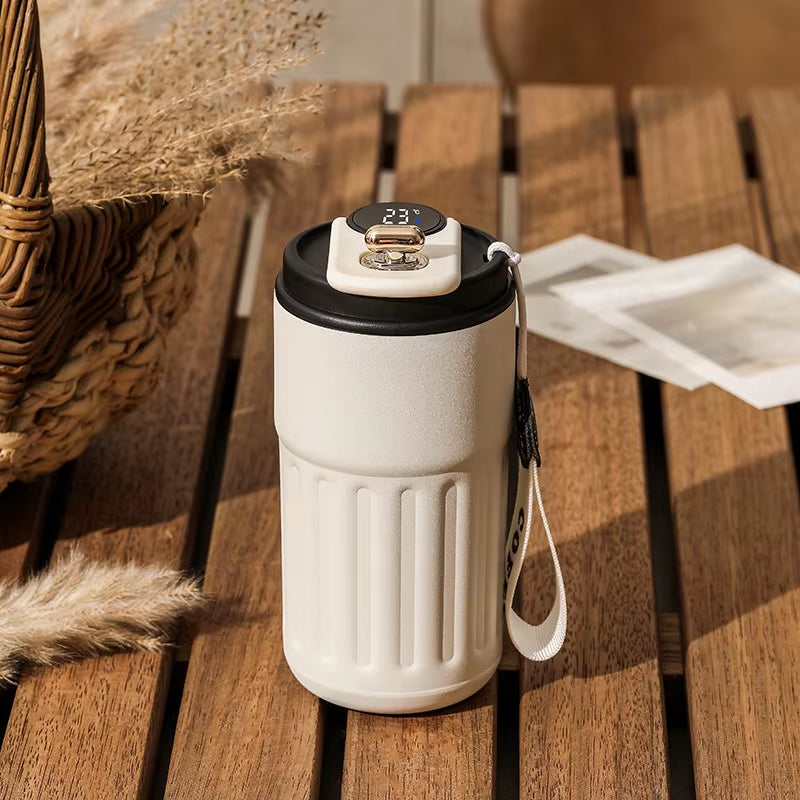 Stay Hydrated in Style: 450ML Stainless Steel Thermo Water Bottle with LED Temperature Display - Perfect for Travel, Coffee, and More!