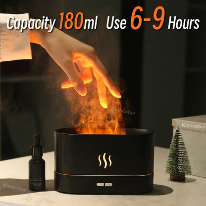 Transform Your Space with the KINSCOTER Ultrasonic Aroma Diffuser - Cool Mist Maker and LED Essential Oil Flame Lamp