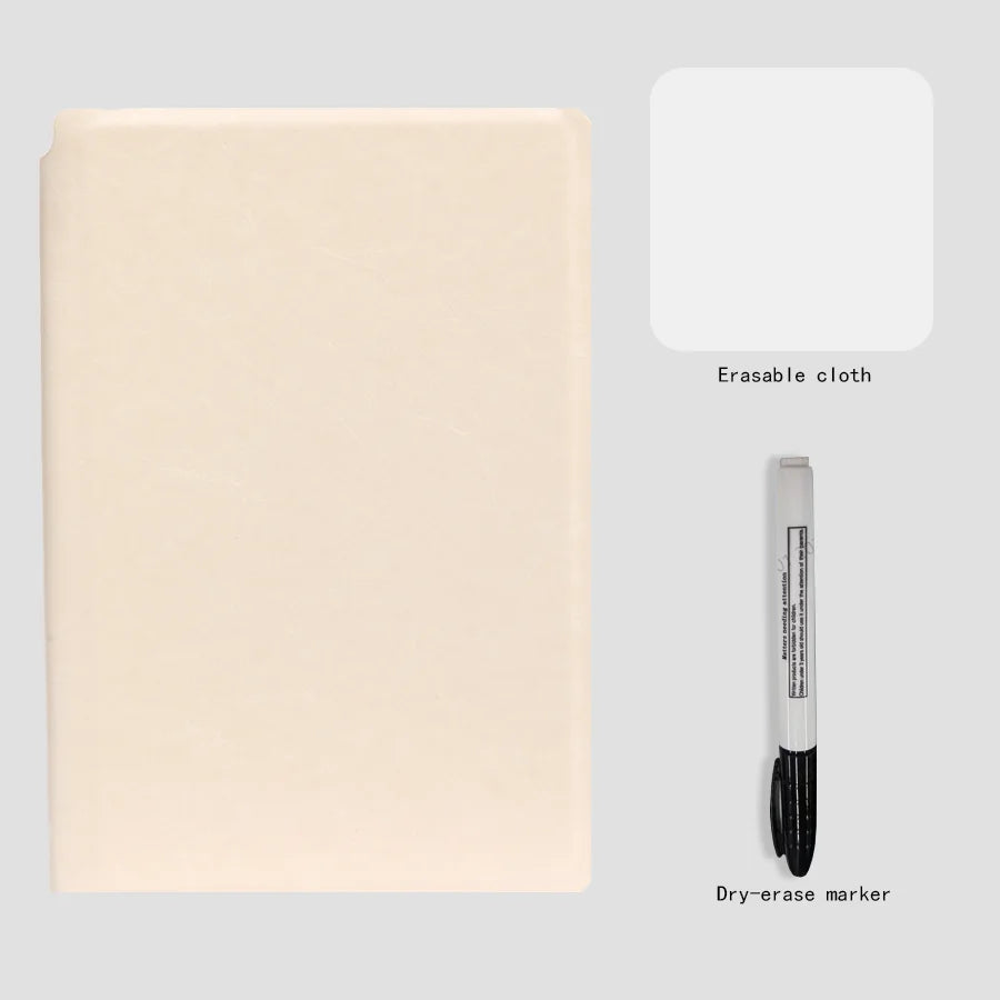 Stylish A5 Reusable Whiteboard Notebook Set - Complete with Pen, Erasing Cloth & Weekly Planner for Effortless Organization