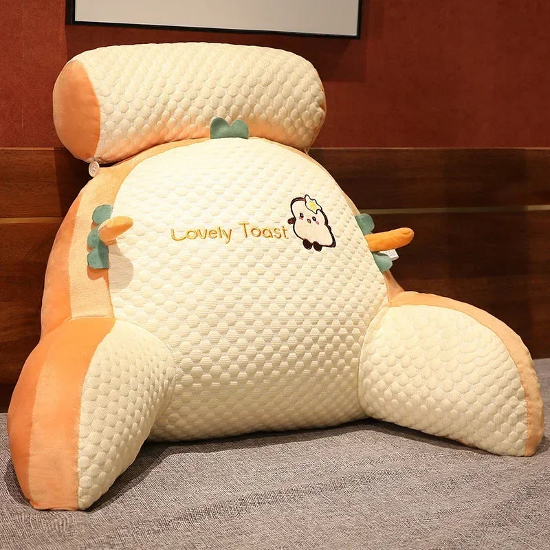 Cozy Plush Bed Head Cushion - Soft Lumbar Support Pillow with Cute Cartoon Design for Ultimate Comfort