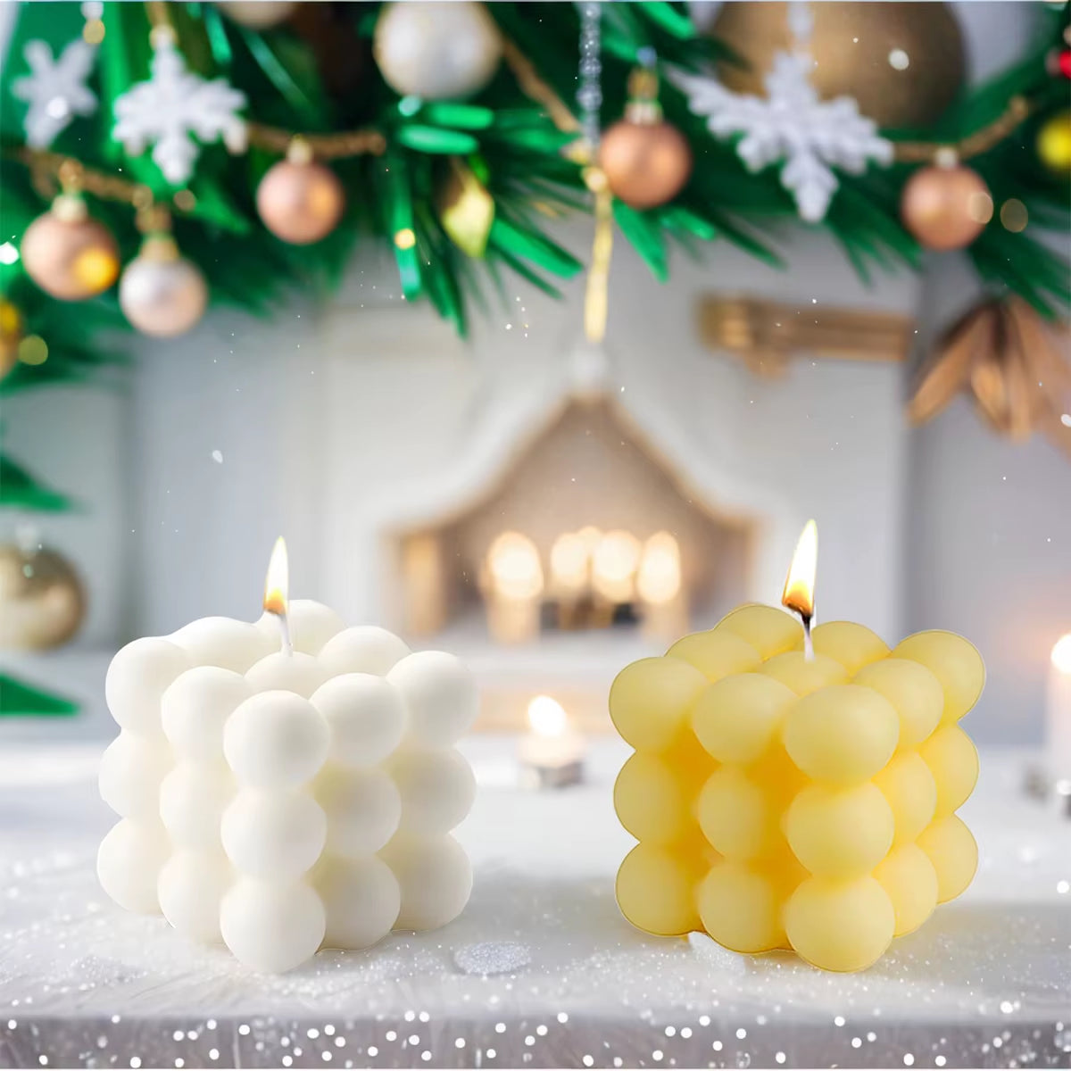 Delightful Vanilla Scented Cube Ball Candle - Charming Soy Wax Decor for Home and Parties