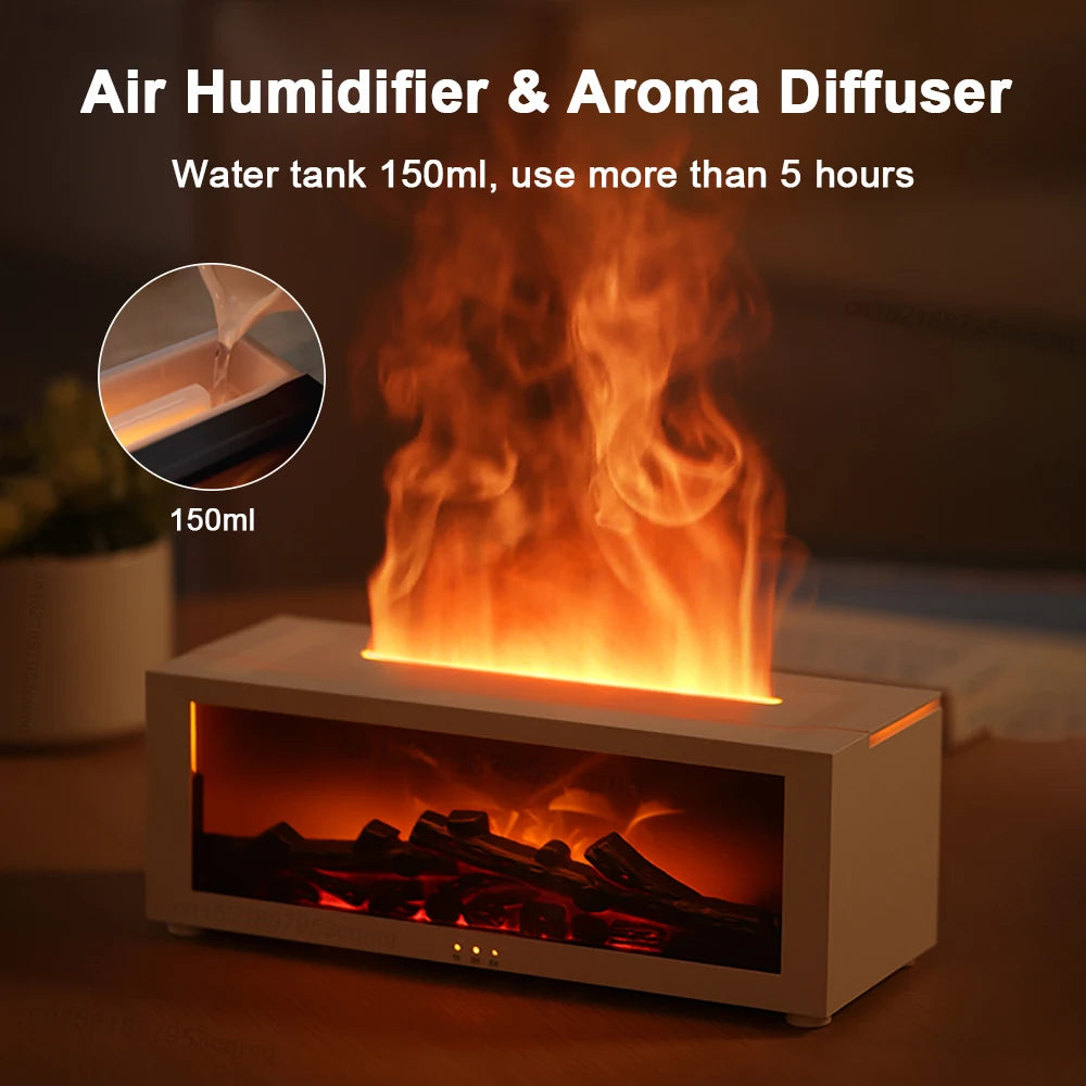 Transform Your Space with the Aroma Humidifier Flame Essential Oil Diffuser - Enjoy Soothing Aromatherapy and Vibrant RGB Lighting with Remote Control
