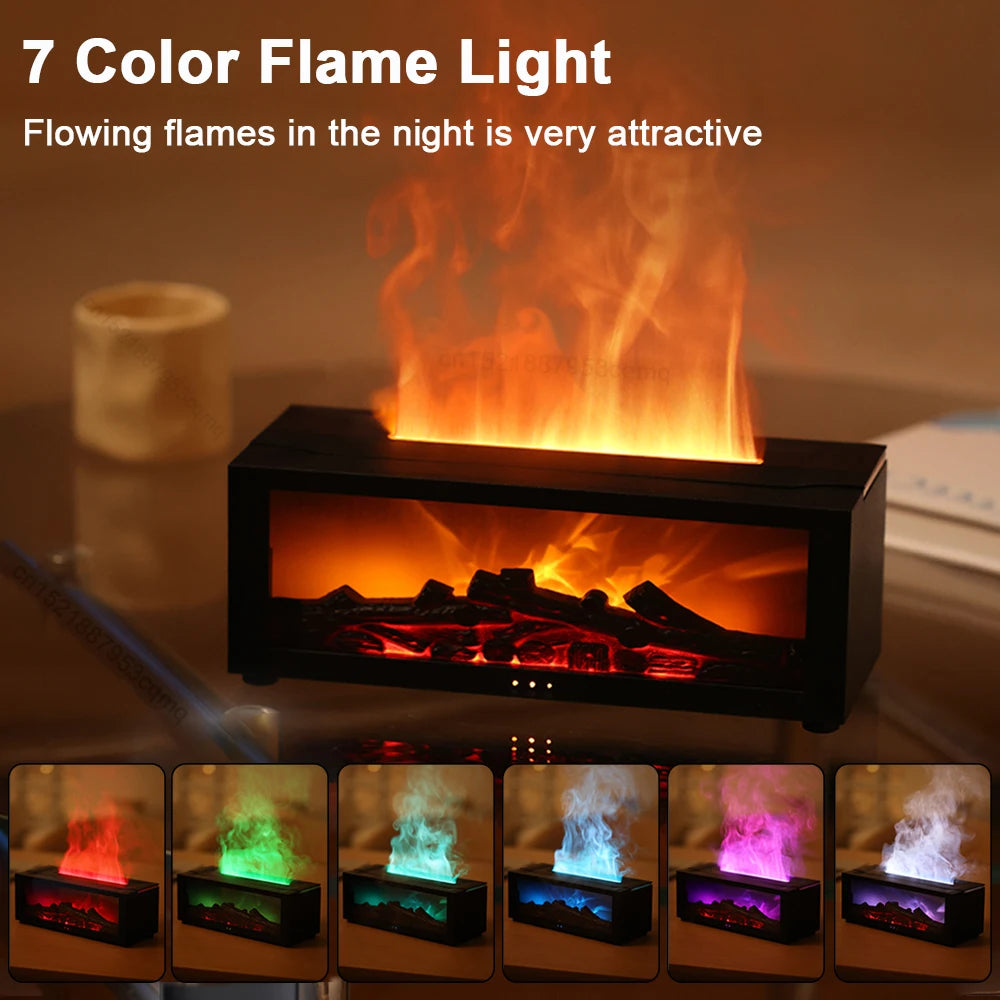 Transform Your Space with the Aroma Humidifier Flame Essential Oil Diffuser - Enjoy Soothing Aromatherapy and Vibrant RGB Lighting with Remote Control