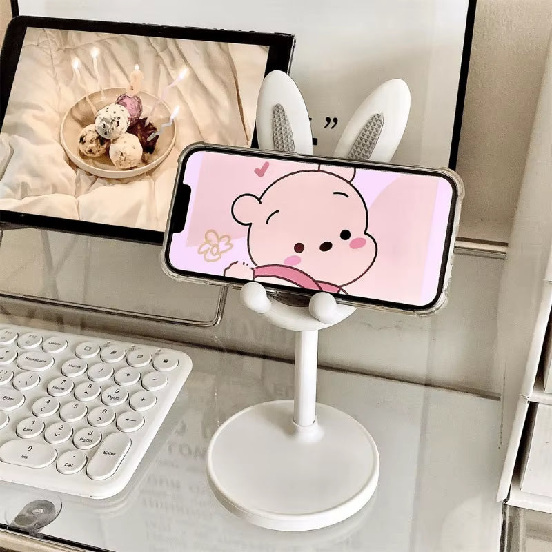 Adorable Adjustable Cute Rabbit Phone Stand - Perfect for iPhone, Samsung, Xiaomi, iPad & More - Ideal for Home & Office Use